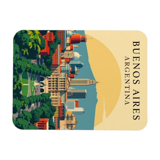 Retro Buenos Aires Argentinië Reissouvenir Magneet (Horizontaal)