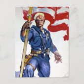 Retro Buff Navy Sailor Patriottic Fighting Man Briefkaart (Voorkant)