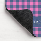 Retro Buffalo geruite roze blauwe gepersonaliseerd Muismat (Hoek)