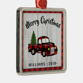 Retro Buffalo Plaid gepersonaliseerd Metalen Ornament (Rechts)