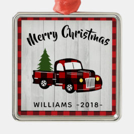 Retro Buffalo Plaid gepersonaliseerd Metalen Ornament
