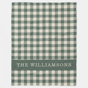 Retro Buffalo Pset Forest Green Persoonlijke naam Fleece Deken