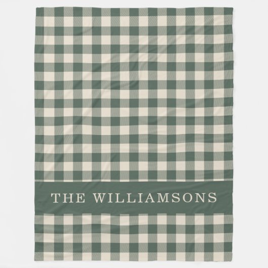 Retro Buffalo Pset Forest Green Persoonlijke naam Fleece Deken (Voorkant)