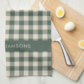 Retro Buffalo Pset Forest Green Persoonlijke naam Theedoek (Quarter Fold)