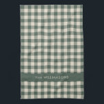 Retro Buffalo Pset Forest Green Persoonlijke naam Theedoek<br><div class="desc">Gepersonaliseerde Retro Buffalo Pset Tartan Pattern Forest Green Kitchen Towel</div>