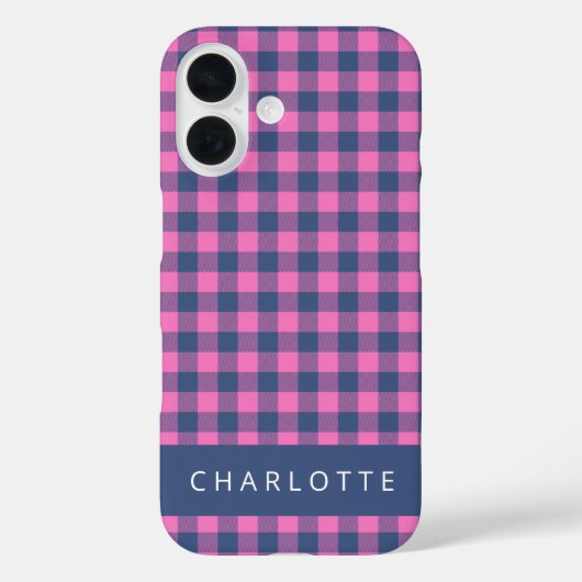 Retro Buffalo Pset Pink Blue Persoonlijke naam Case-Mate iPhone Case (Achterkant)