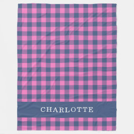 Retro Buffalo Pset Pink Blue Persoonlijke naam Fleece Deken