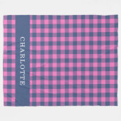Retro Buffalo Pset Pink Blue Persoonlijke naam Fleece Deken (Voorkant (Horizontaal))