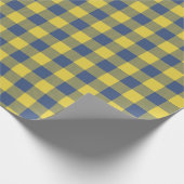 Retro Buffalo Pset Tartan Geel Blauw Cadeaupapier (Hoek)