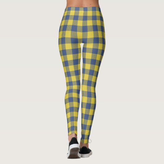Retro Buffalo Pset Tartan Geel Blauw Leggings (Achterkant)