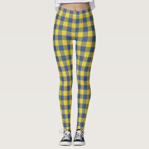 Retro Buffalo Pset Tartan Geel Blauw Leggings