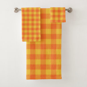 Retro Buffalo Pset Tartan Geel Sinaasappel Bad Handdoek