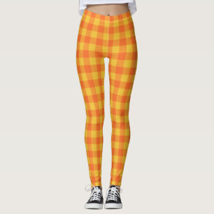 Retro Buffalo Pset Tartan Geel Sinaasappel Leggings