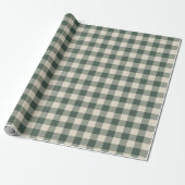 Retro Buffalo Pset Tartan Patroon Forest Green Cadeaupapier (Uitgerold)