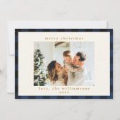 Retro Buffalo Pset Tartan Patroon Navy Blue Black Feestdagenkaart (Voorkant)