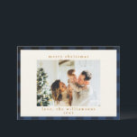 Retro Buffalo Pset Tartan Patroon Navy Blue Black Feestdagenkaart<br><div class="desc">Retro Buffalo Pset Tartan Patroon in Navy Blue en Black Holiday Kaart</div>