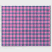Retro Buffalo Pset Tartan Patroon Roze en Blauw Cadeaupapier (Vlak)