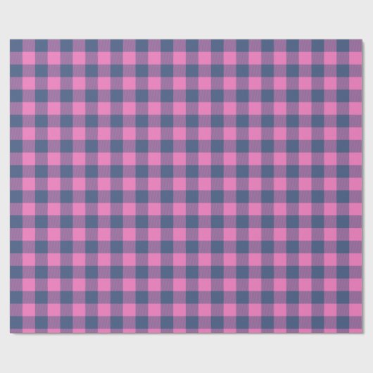 Retro Buffalo Pset Tartan Patroon Roze en Blauw Cadeaupapier (Vlak)