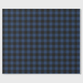 Retro Buffalo Pset Tartan Pattern Black Navy Blue Cadeaupapier (Vlak)