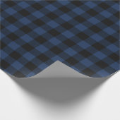 Retro Buffalo Pset Tartan Pattern Black Navy Blue Cadeaupapier (Hoek)