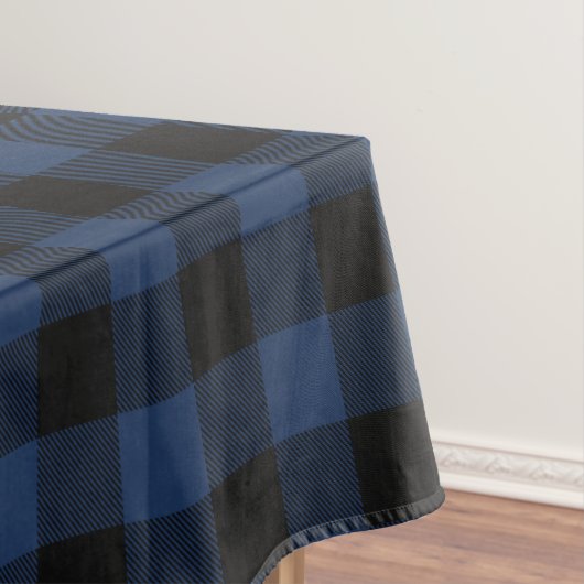 Retro Buffalo Pset Tartan Pattern Black Navy Blue Tafelkleed (Voorbeeld)