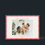 Retro Buffalo Pset Tartan Roze en Oranje Feestdagenkaart<br><div class="desc">Retro Buffalo Pset Tartan roze en Oranje Vakantiedagen Kaart</div>