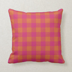 Retro Buffalo Pset Tartan Roze en Oranje Kussen