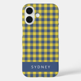 Retro Buffalo Pset Yellow Blue Persoonlijke naam iPhone 16 Hoesje