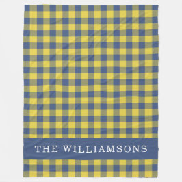 Retro Buffalo Pset Yellow Blue Persoonlijke naam Fleece Deken