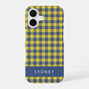Retro Buffalo Pset Yellow Blue Persoonlijke naam iPhone 16 Hoesje