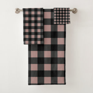 Retro Buffalo Speld in zwart en Blush roze Bad Handdoek