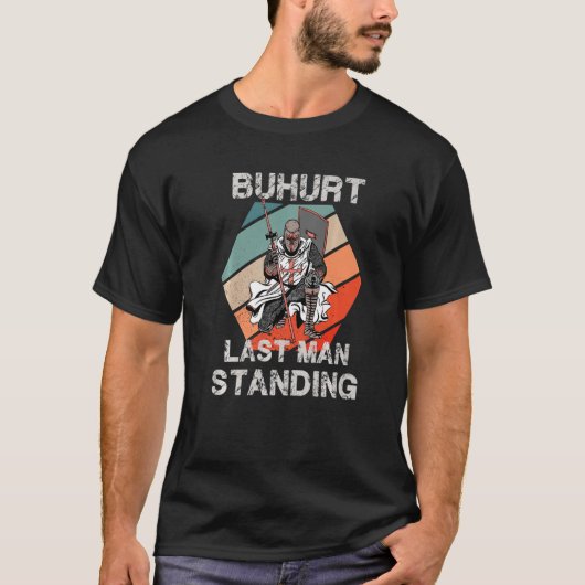 Retro Bugewond Warrior Motif Buhurd Knight Tourmen T-shirt (Voorkant)