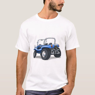 retro buggy open topped in blauw t-shirt