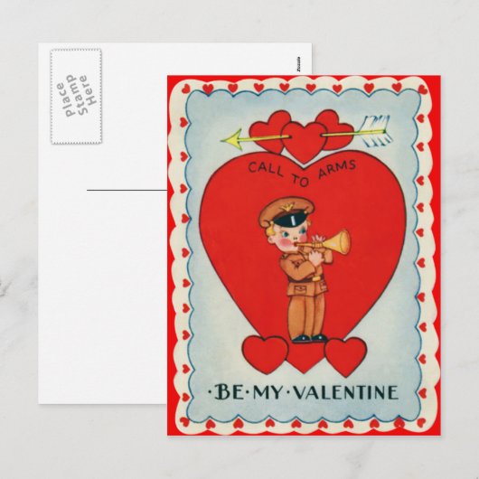 Retro Bugler Valentijn Kaart (Voorkant / Achterkant)
