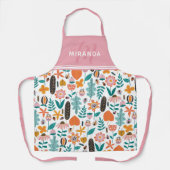 Retro Bugs & Flowers Patroonroze monogram Schort (Voorkant)