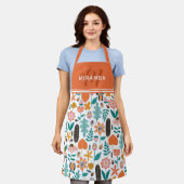 Retro Bugs & Flowers Pattern Oranje Monogram Schort (Gedragen)