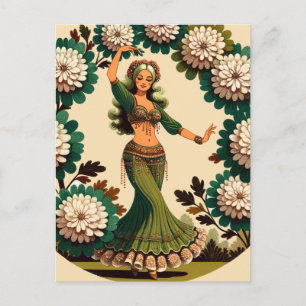 Retro buikdanseres briefkaart