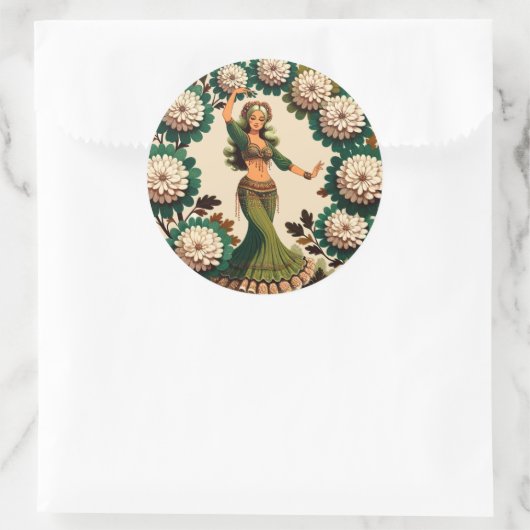 Retro buikdanseres ronde sticker (Tas)