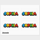 Retro Building Block Font – Sophia Rechthoekige Sticker (Vel)