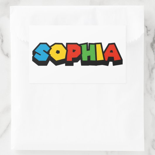 Retro Building Block Font – Sophia Rechthoekige Sticker (Tas)