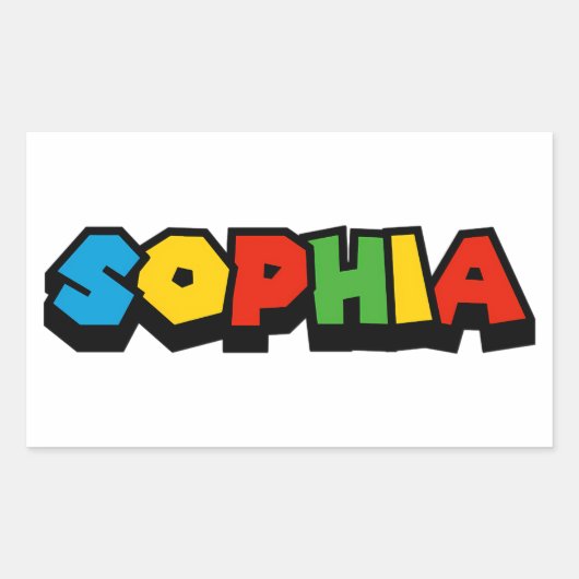 Retro Building Block Font – Sophia Rechthoekige Sticker (Voorkant)