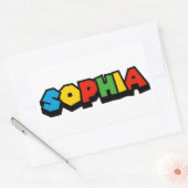 Retro Building Block Font – Sophia Rechthoekige Sticker (Envelop)
