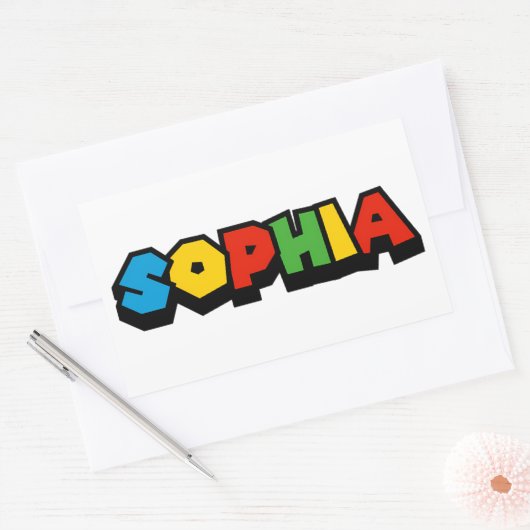Retro Building Block Font – Sophia Rechthoekige Sticker (Envelop)