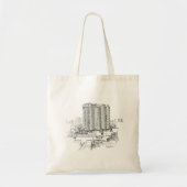 Retro Buildings Freehand Drawing Print Tote Bag (Voorkant)