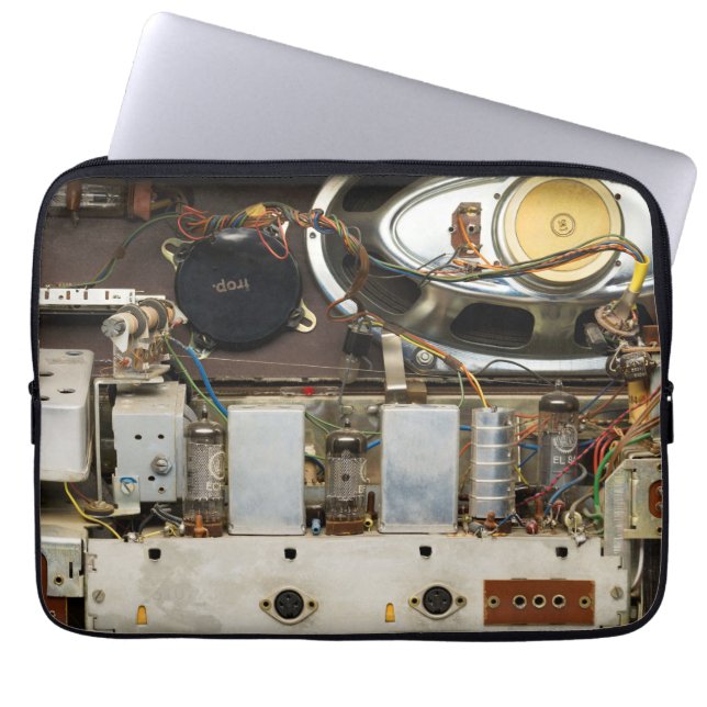 Retro  buisradio laptop sleeve (Voorkant)
