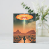 Retro buitenaardse ontvoering uit de woestijn briefkaart (Staand voorkant)