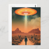 Retro buitenaardse ontvoering uit de woestijn briefkaart (Voorkant / Achterkant)