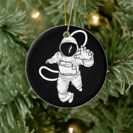 Retro Buitenruimte Grappige Astronaut Keramisch Ornament (Boom)
