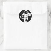 Retro Buitenruimte Grappige Astronaut Ronde Sticker (Tas)