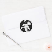 Retro Buitenruimte Grappige Astronaut Ronde Sticker (Envelop)